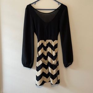 Black and chevron dress